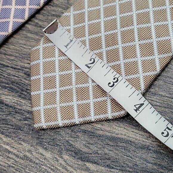 Hickey Freeman Men's 100% Silk Checked Classic Necktie Bundle - Picture 4 of 6